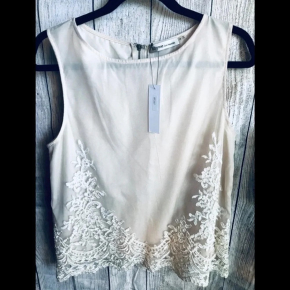 Rhyme Los Angeles Blush Lace Overlay Tank, NWT - Picture 2 of 6